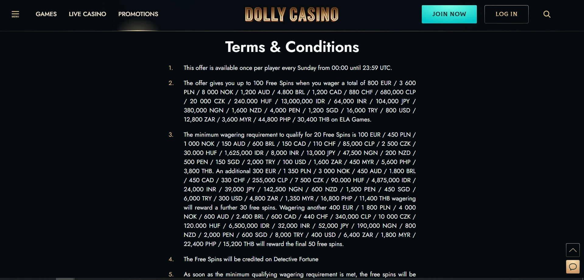dolly casino no deposit terms